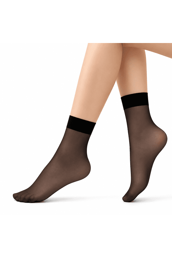 Stockings for Women Plus Size 6 Pairs Sheer Ankle Sock Lady Nylon Socks for Women Ankle High Sock Sheer Stocking No Show Socks Black