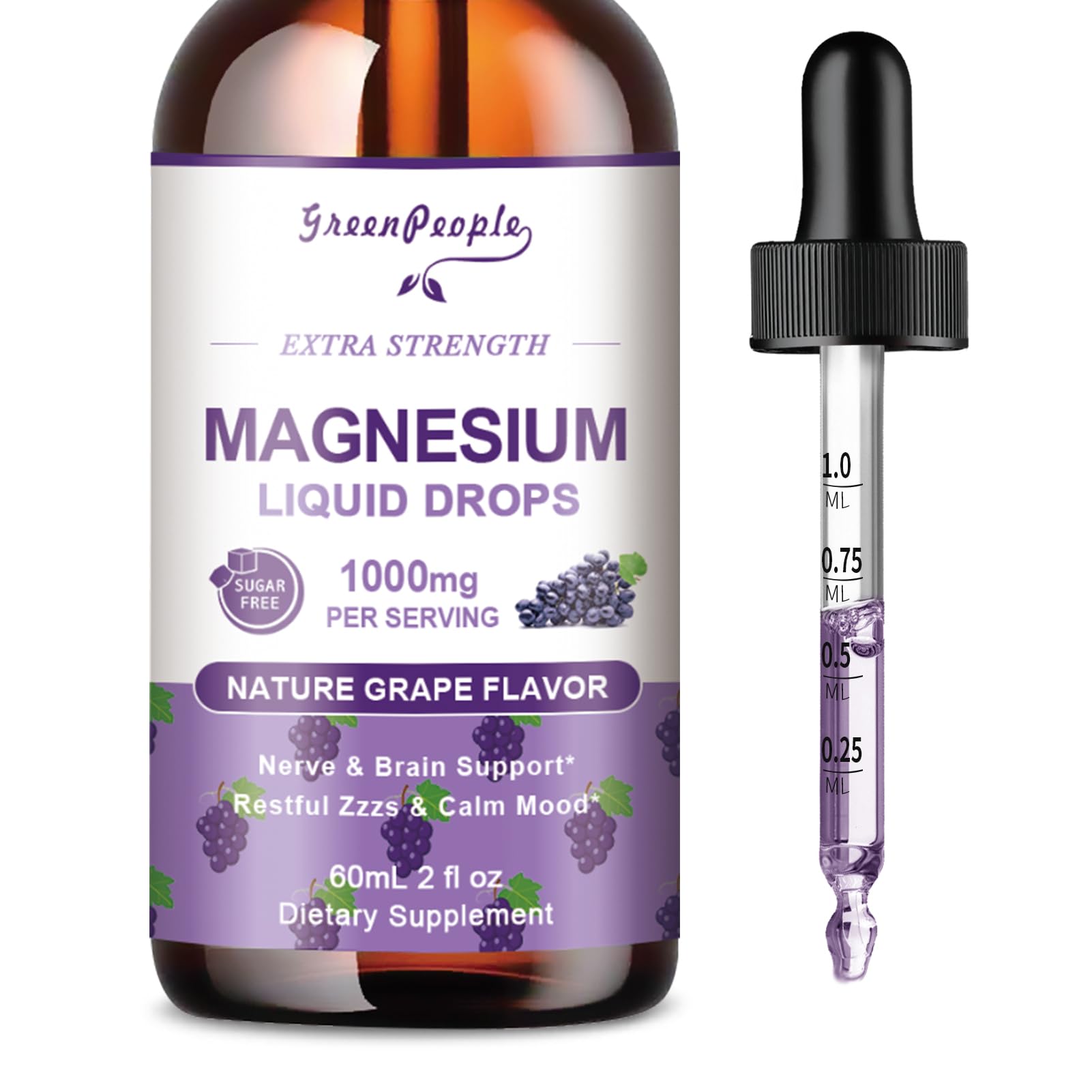 GREENPEOPLE Magnesium Glycinate Liquid Drops 1000mg Liquid Magnesium