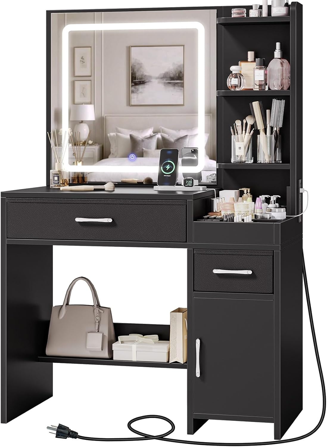 GREENSTELL Vanity Makeup Desk with Mirror and Lights, Makeup Table with — free download
