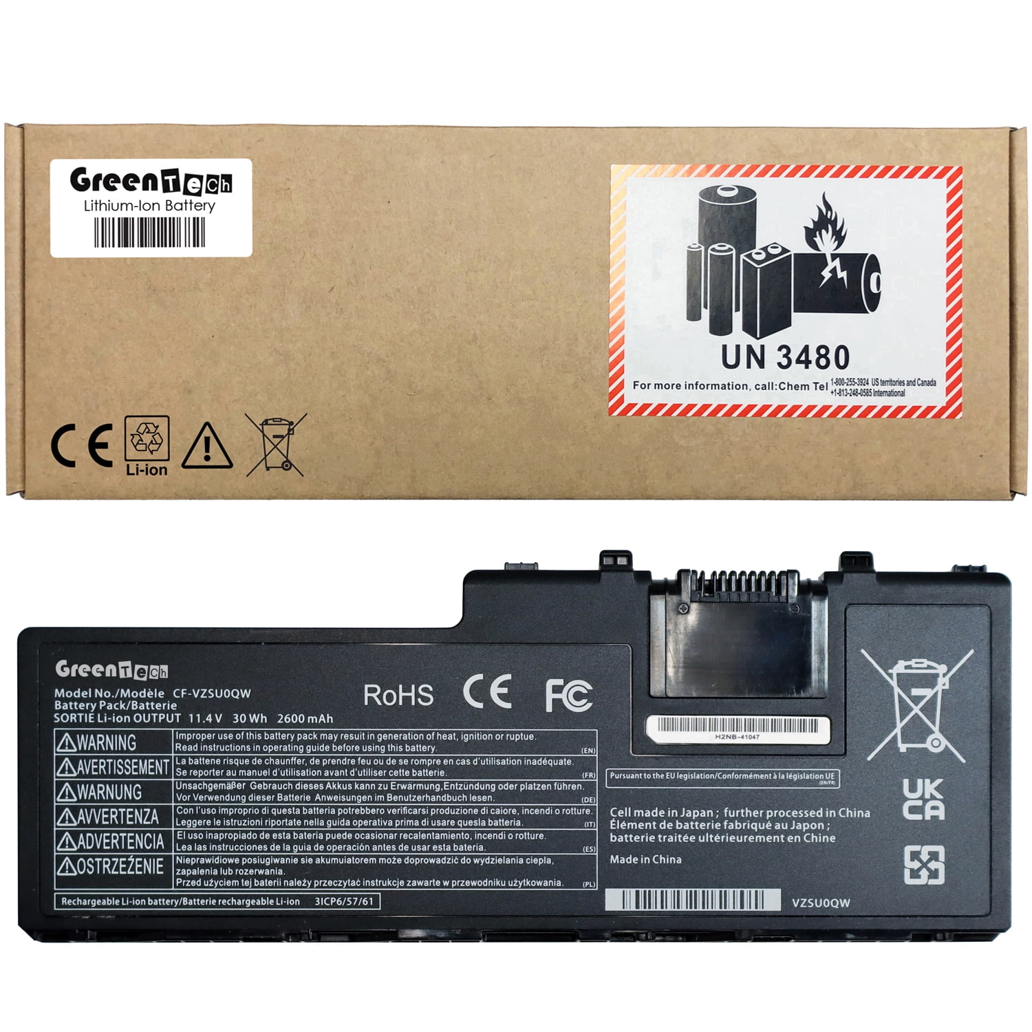 GREENTECH CF-VZSU0QW BATTERY FOR PANASONIC TOUGHPAD FZ-A2