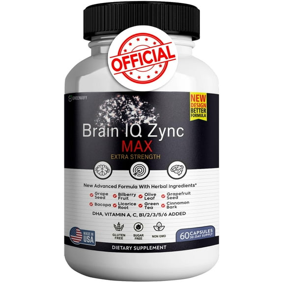 Brain IQ Zync Max – Supplement  for Brain Support  with Natural Ingredients for Memory, Focus, Clarity & Cognition (1 Pack)