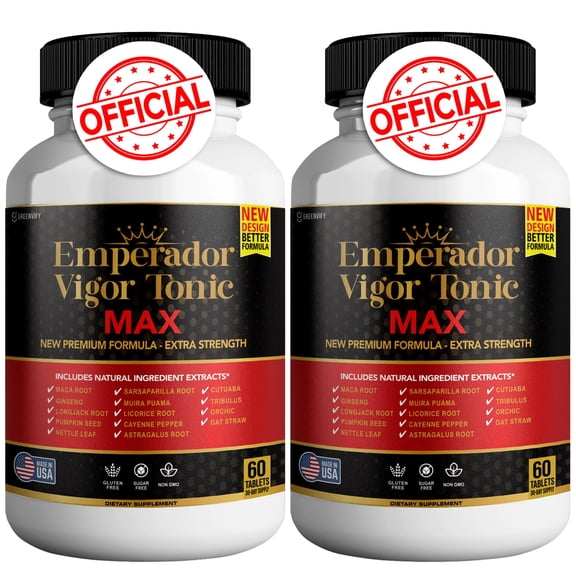 GREENVIFY Emperador Vigor Tonic Max Male Health Supplement with Calcium, Zinc & Proprietary Blend for Vitality & Strength, 120 Capsules (2 Pack)