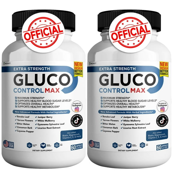 Gluco Control Max - Extra Strength Dietary Supplement for Energy | Healthy Blood Sugar & Metabolism Support (120 Count)