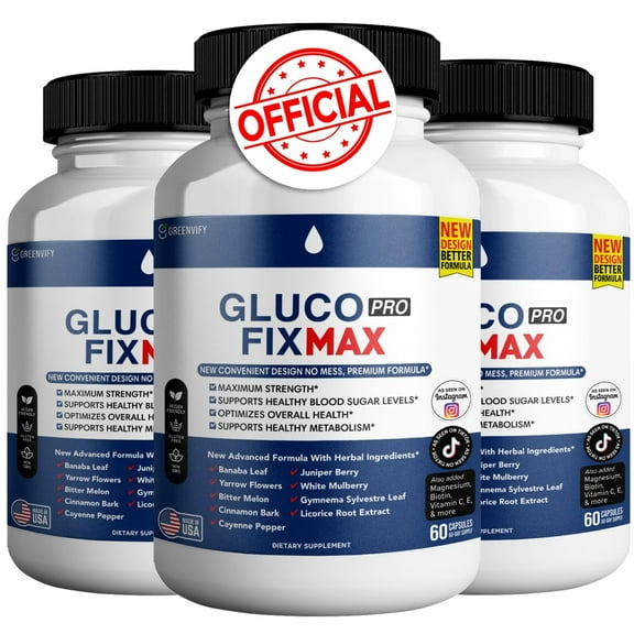 GreenVify Gluco Pro Fix Max 60 Count (Pack of 3), All Natural Formula