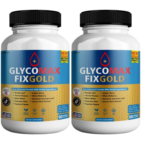 Glyco Max Fix Gold| Support Healthy Blood Sugar and Heart Health| Maximum Strength & metabolism support| Herbal extracts| 120 Capsules