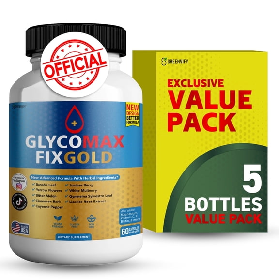 Glyco Max Fix Gold| Support Healthy Blood Sugar and Heart Health| Maximum Strength & metabolism support| Herbal extracts| 300 Capsules