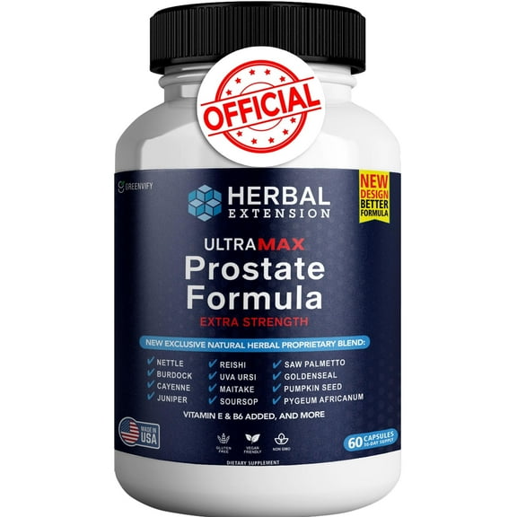 Herbal Extension Ultra Max Prostate Formula Supplement for Men Health | Extra Strength | Support Normal & Healthy Prostate Functions (60 Capsules)