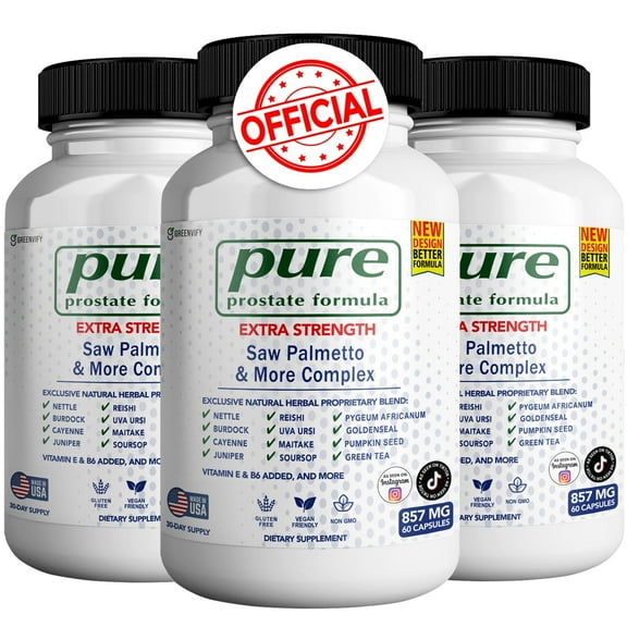 Pure Prostate Formula Men’s Herbal Supplement with Saw Palmetto Pumpkin Seed Zinc & Beta-Sitosterol,180 Capsules