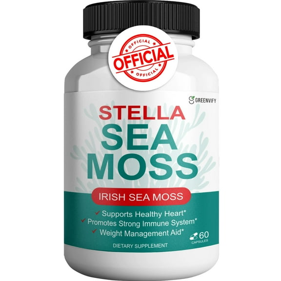 GREENVIFY Sea Moss Blend – Irish Moss, Bladderwrack, Burdock & BioPerine, 500mg-400mg, 60 Capsules