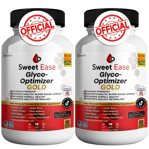 Sweet Ease Glyco Optimizer Gold – Supplement for Blood Sugar Level & Circulation Support | Max Strength | Healthy Metabolism | Energy Boost (120ct)