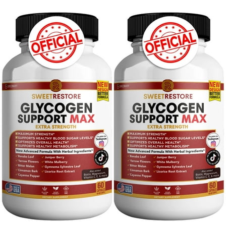 Sweet Restore Glycogen Support Max All Natural Herbal Formula to Maintain Healthy Blood Sugar and Energy Levels (2 Pack)