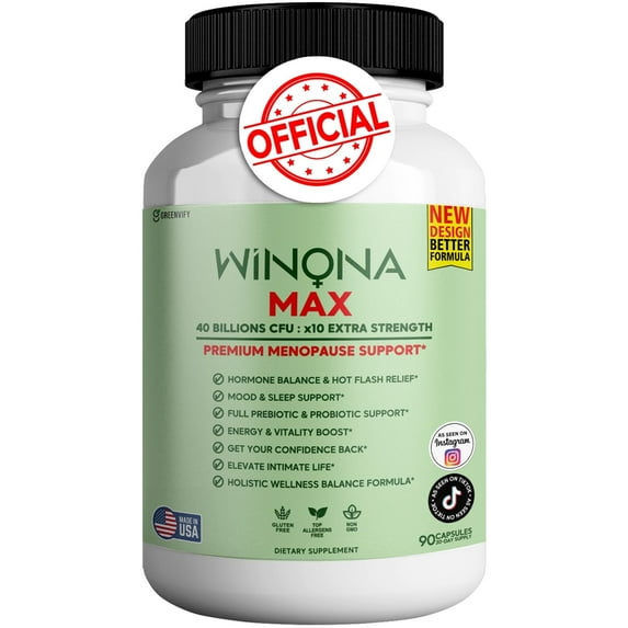 Winona Max Menopause Relief Supplement |Extra Strength Hormone Balance| Hot Flash Relief, Energy & vitality boost 90 Capsules (1 Pack)