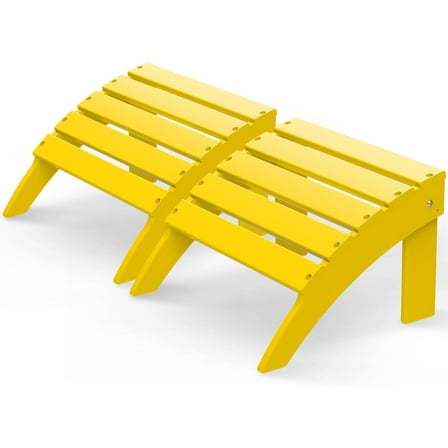 GREENVINES Adirondack-Ottoman | Folding | Set of 2 | HDPE Plastic | Outdoor Footrest | All Weather | Foot Rest | Foot Stool | Yellow | for Adirondack Chair | for Patio Backyard Pool