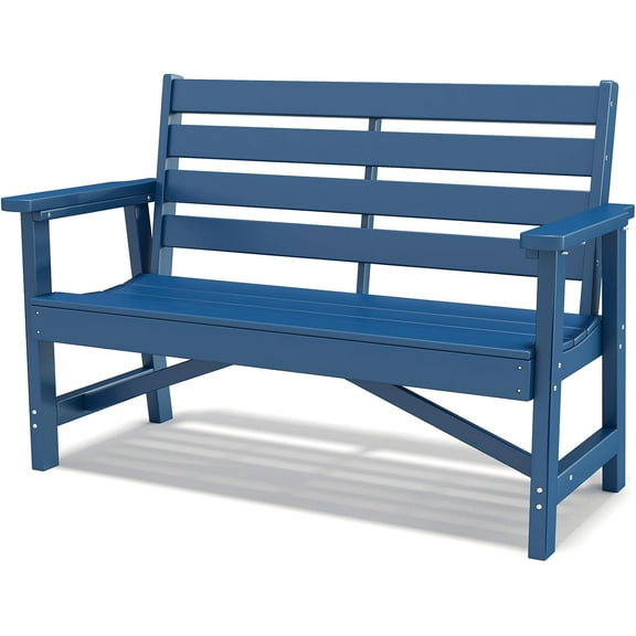 GREENVINES Outdoor  | HDPE | Garden Benches | Weatherproof | for Outdoors Patio Park Porch Outside Backyard | 2-Person | Blue