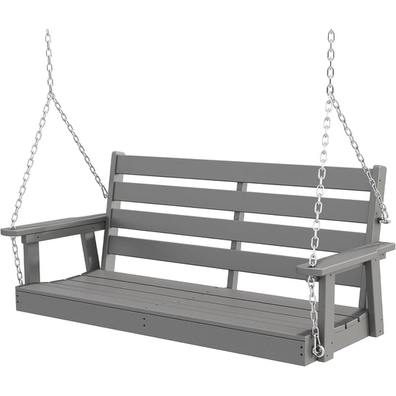 GREENVINES Porch Swing | 51’’ | HDPE Plastic | for Outdoor Patio | All Weather | Waterproof Swings | w/ 4 Stainless Steel Chains | Black