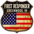 thumbnail image 1 of GREENWOOD, IN First Responder USA 12x12 Metal Sign Fire Police 211110022672, 1 of 1