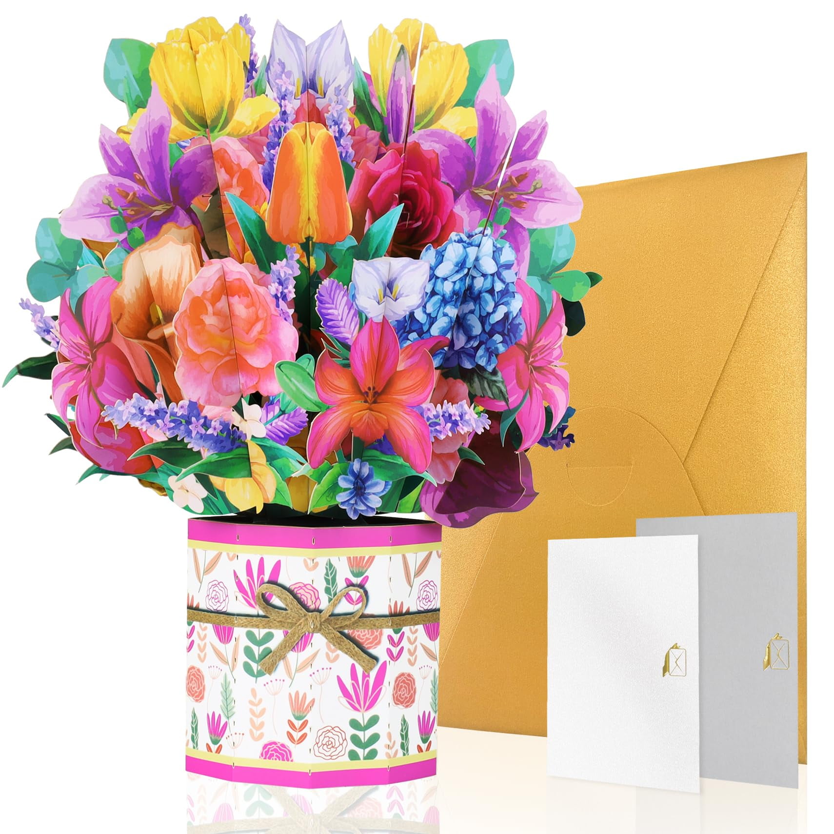 GREETING ART Pop Up Flower Cards, Lilies &Roses, 9 inch Forever Flower ...