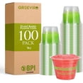 thumbnail image 1 of GREEVIRO Compostable Clear Plastic Cups, Reusable & Disposable, 9 Oz, 100 Pack, 1 of 7