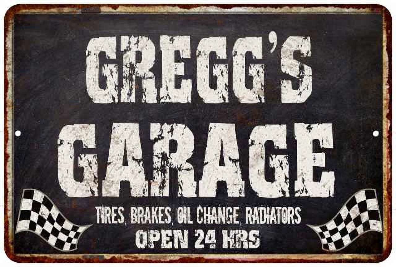 Greg Sign GREGG'S Garage Black Grunge Sign 8 x 12 Matte Finish Metal 108120005171 ...
