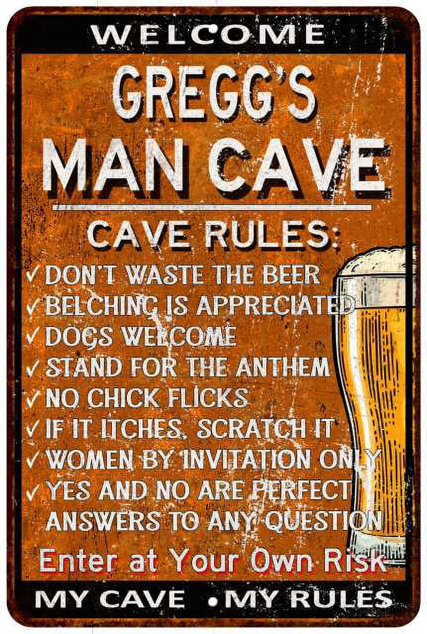 Greg Sign GREGG'S Man Cave Rules Rusty Sign Garage Decor 16 x 24 Matte Finish ...