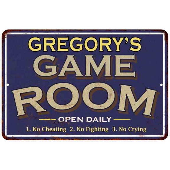 GREGORY'S Blue Game Room Sign Metal Wall Decor 8x12 108120002173