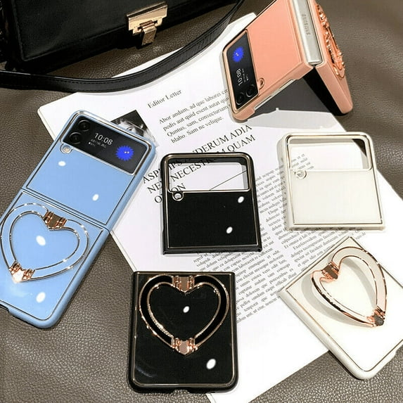 GREHOME Case For Samsung Galaxy Z Flip 3 5G Luxury Shockproof Heart Stand Folding Case Cover