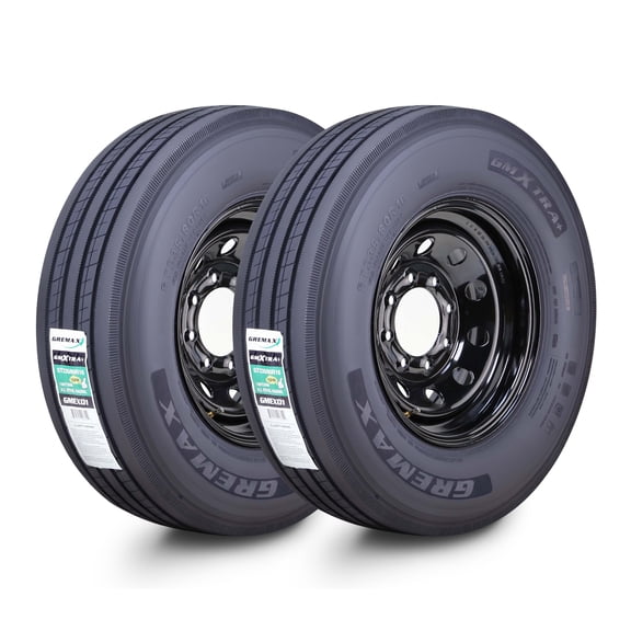 GREMAX All Steel Trailer Tire Wheel Assembly ST235/80R16 16-Ply H 130/126M w/8 Lug on 6.5" PCD Black Mod Wheel ,SET 2