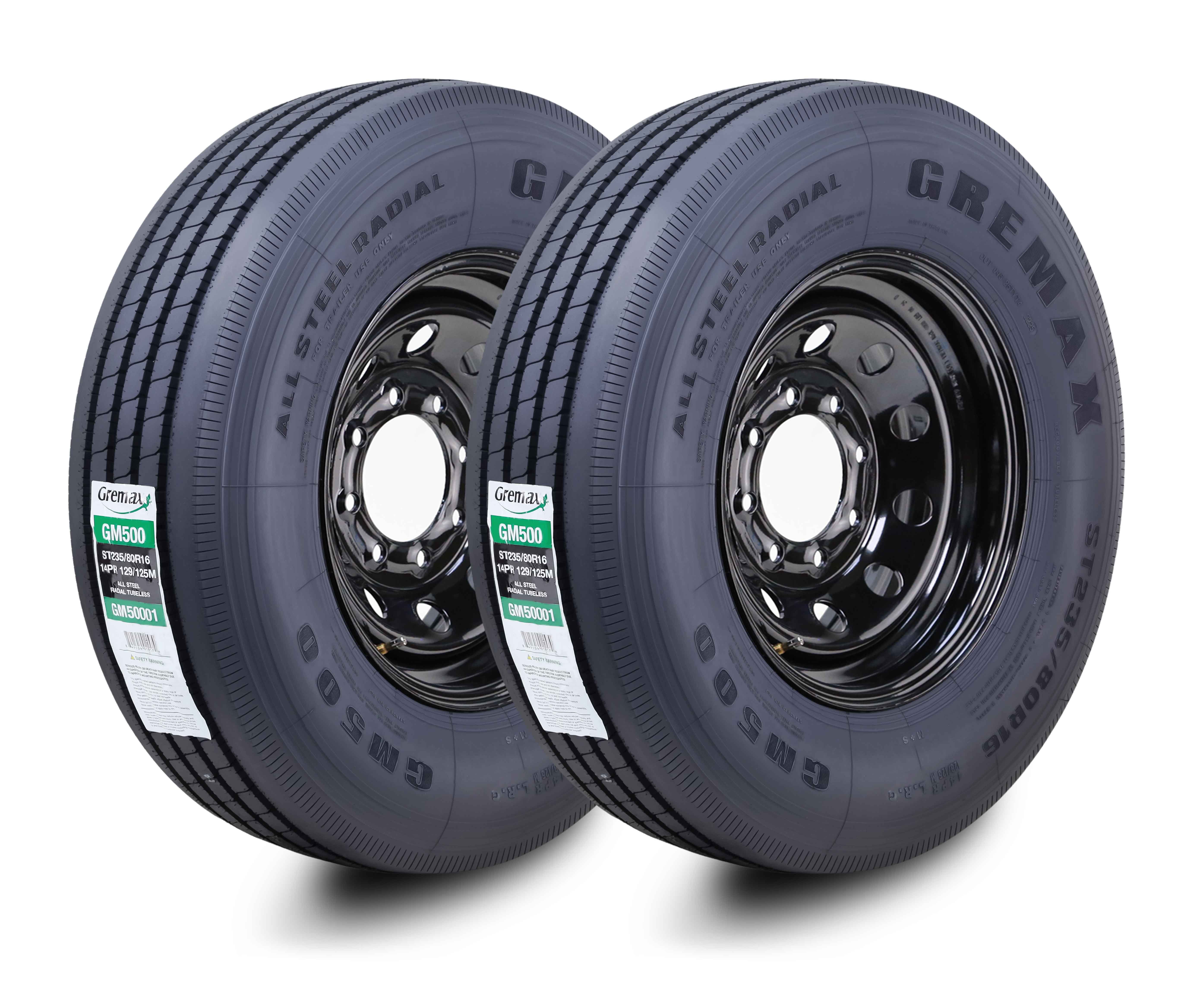 Steel Mod Rim GREMAX All Steel Trailer Tire & wheel ST235/80R16 14-Ply G 129M 8 Lug ...