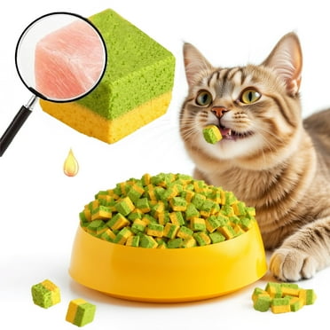 GREMBEB Cat Toy Grass Treats Freeze Dried 2 in 1 100g Fish Oil Chicken Cats Chew Grass Pellet Kitten Catnip for Hairball Removal Kitty Bite Snack for Cleaning Teeth Kitten Dental Food Indoor (3.53oz)