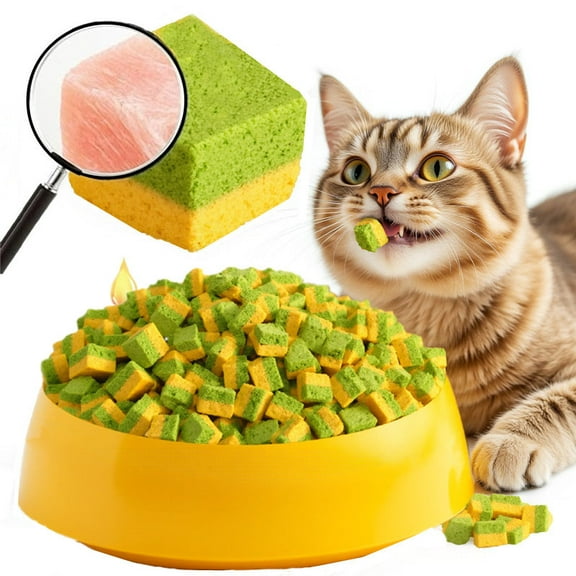 GREMBEB Cat Toy Grass Treats Freeze Dried 2 in 1 200g Fish Oil Chicken Cats Chew Grass Pellet Kitten Catnip for Hairball Removal Kitty Bite Snack for Cleaning Teeth Kitten Dental Food Indoor (7.05oz)