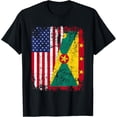 thumbnail image 1 of GRENADIAN ROOTS | Half American Flag | USA GRENADA FLAG T-Shirt, 1 of 4
