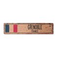 thumbnail image 1 of GRENOBLE FRANCE Vintage Aluminum Street Sign French flag city country road rustic metal tin wall gift | Indoor/Outdoor | 24" Wide, 1 of 4