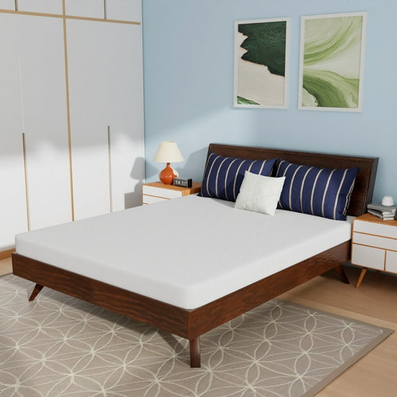 GREOKL 6 Inch Full Memory Foam Mattress Cooling Gel Bamboo Charcoal Infused Mattress Breathable Bed Mattress Pressure Relief, Fiberglass Free, White 6 in Queen