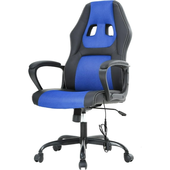 GREOKL Gaming Chair Ergonomic Office Chair Computer Chair with Lumbar Support Ergonomic Pu Leather Adjustable Height Executive Chair for Women Men and Adults, Massage Blue