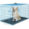 thumbnail image 1 of GREOKL Large Dog Crate Kennel for Medium Large Dogs Metal Dog Cage Double-Door Folding Travel Indoor Outdoor Puppy Playpen with Divider and Handle Plastic Tray, 30.0"L x 18.0"W x 20.0"H Blue, 1 of 8