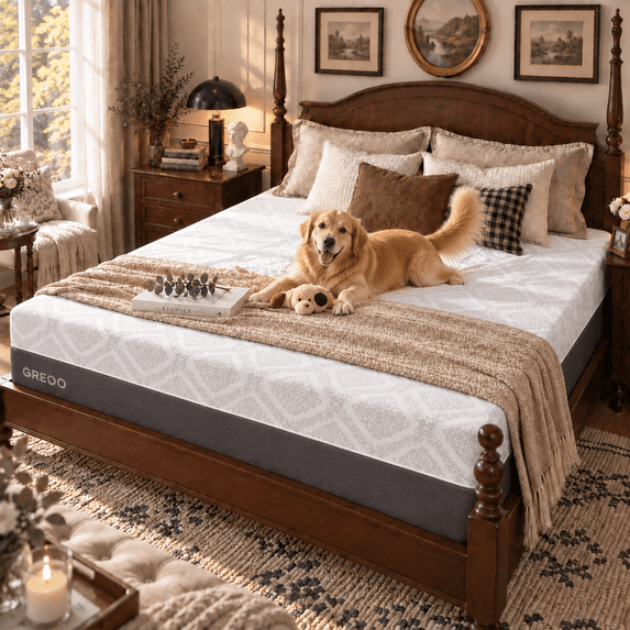 GREOO 14 inch Queen Cooling Gel Memory Mattress, Washable Cover, Mattress in a Box, CertiPUR-US® Foam & OEKO-TEX Fabric, 365 Nights Trial, Firm