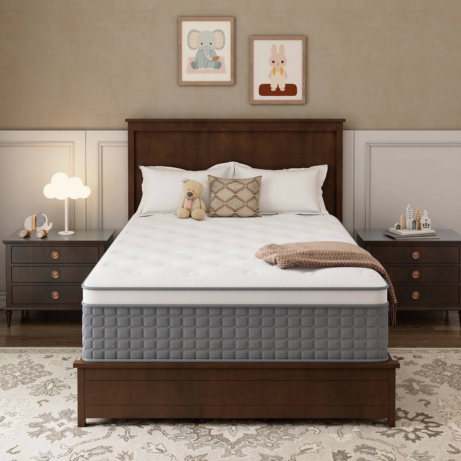 GREOO Full Size Mattress in a Box 14" Hybrid Cooling Gel Memory Foam with Individually Pocket Coils Firm Pressure Relief CertiPUR-US