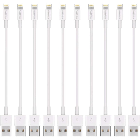 GREPHONE 10 Pack 7inch Portable Lighting to USB Cable Compatible with iPhone/iPad/iPod, 5V