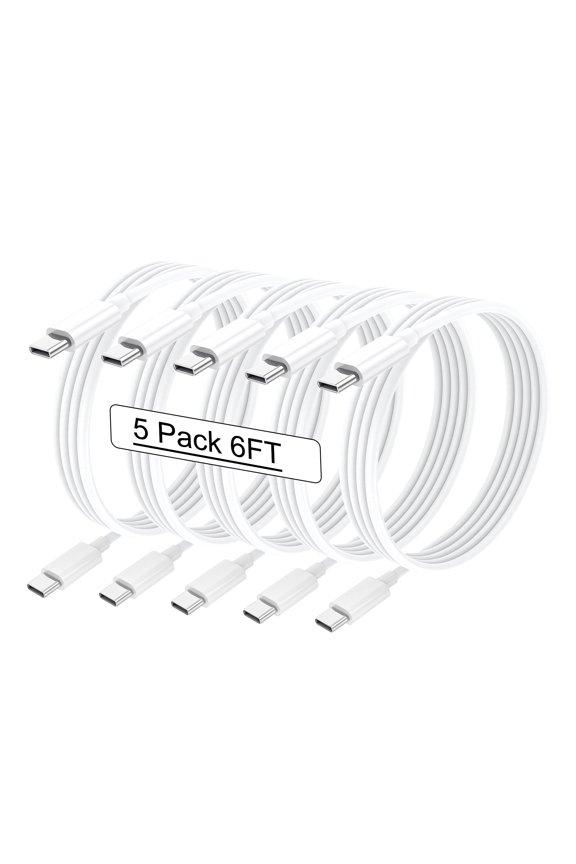 iPhone 15 Charger, Perfect Length 6ft 5-Pack USB C to USB C Fast Charging Cable,60W Charger Cord for iPad/Samsung/iPhone 15