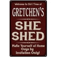 thumbnail image 1 of GRETCHEN'S She Shed Sign Red Wall Shack Decor Lady Cave 8 x 12 Matte Finish Metal 108120088447, 1 of 1
