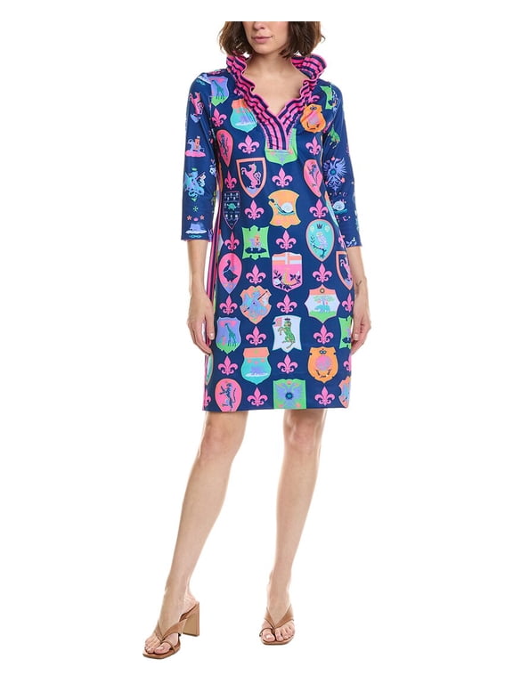womens Jersey Printed Mini Dress, s, Navy