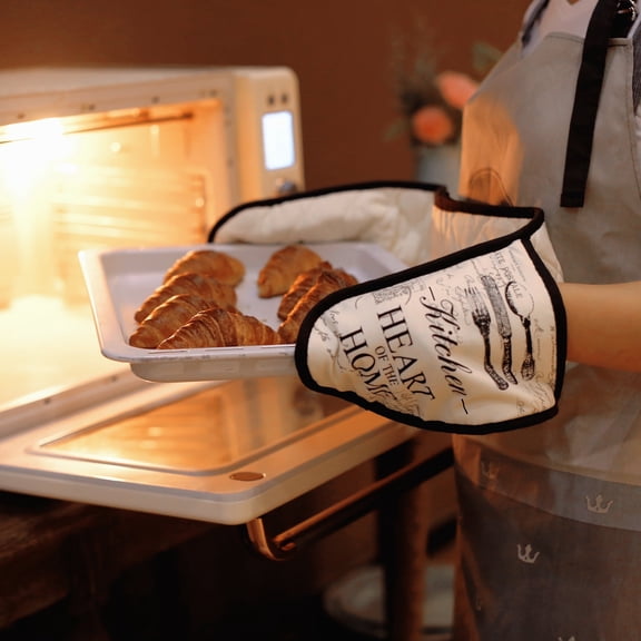 GREVY Cotton Double Oven Mitts Heart of The Home