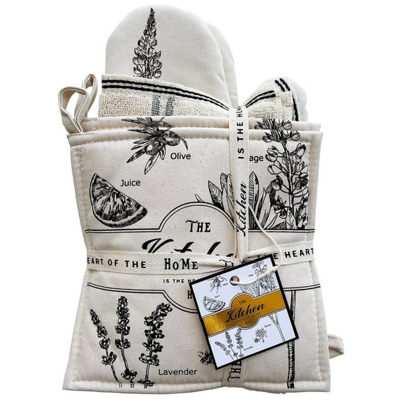 GREVY Cotton Oven Mitts Pot Holder Washclothing 6-Pack Gift Set