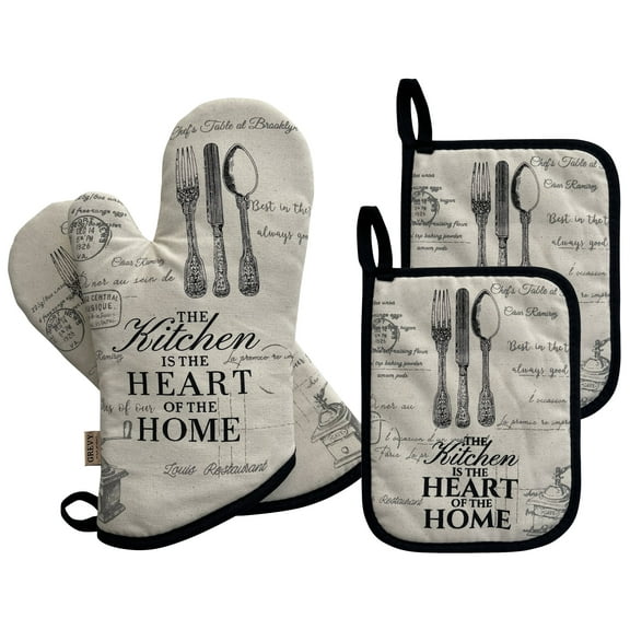 GREVY Quilted Cotton Pot Holders with Pocket Heat Resistant Oven Mitts for Cooking or Baking,Set of 4