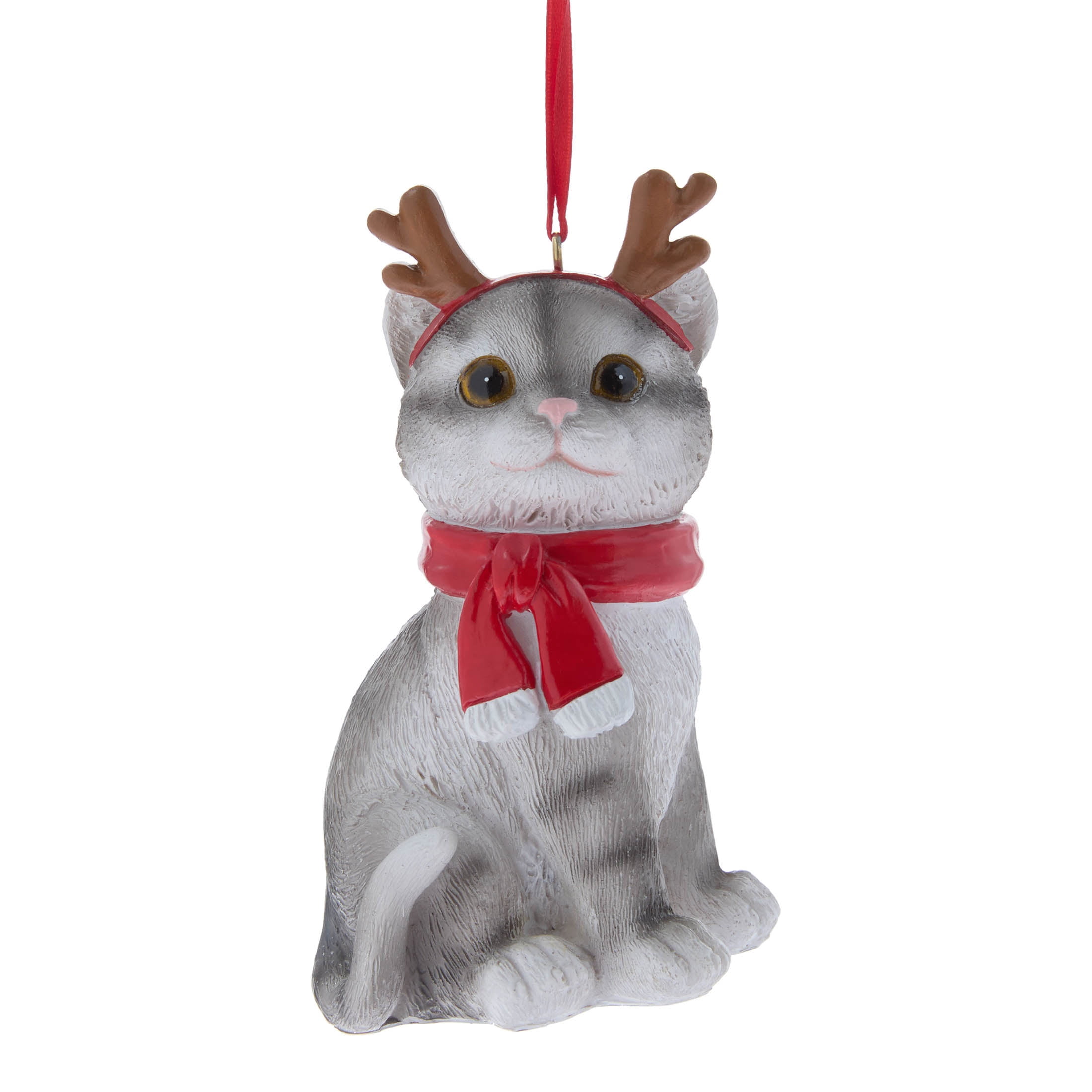 Gray Cat with Antlers Christmas Ornament, 5", by Holiday Time