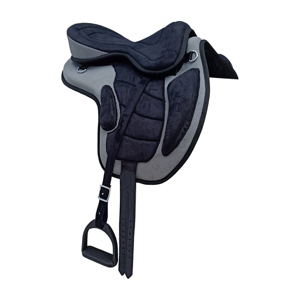 GREY Freemax English Treeless Synthetic Horse Saddle Matching Girth & Stirrups