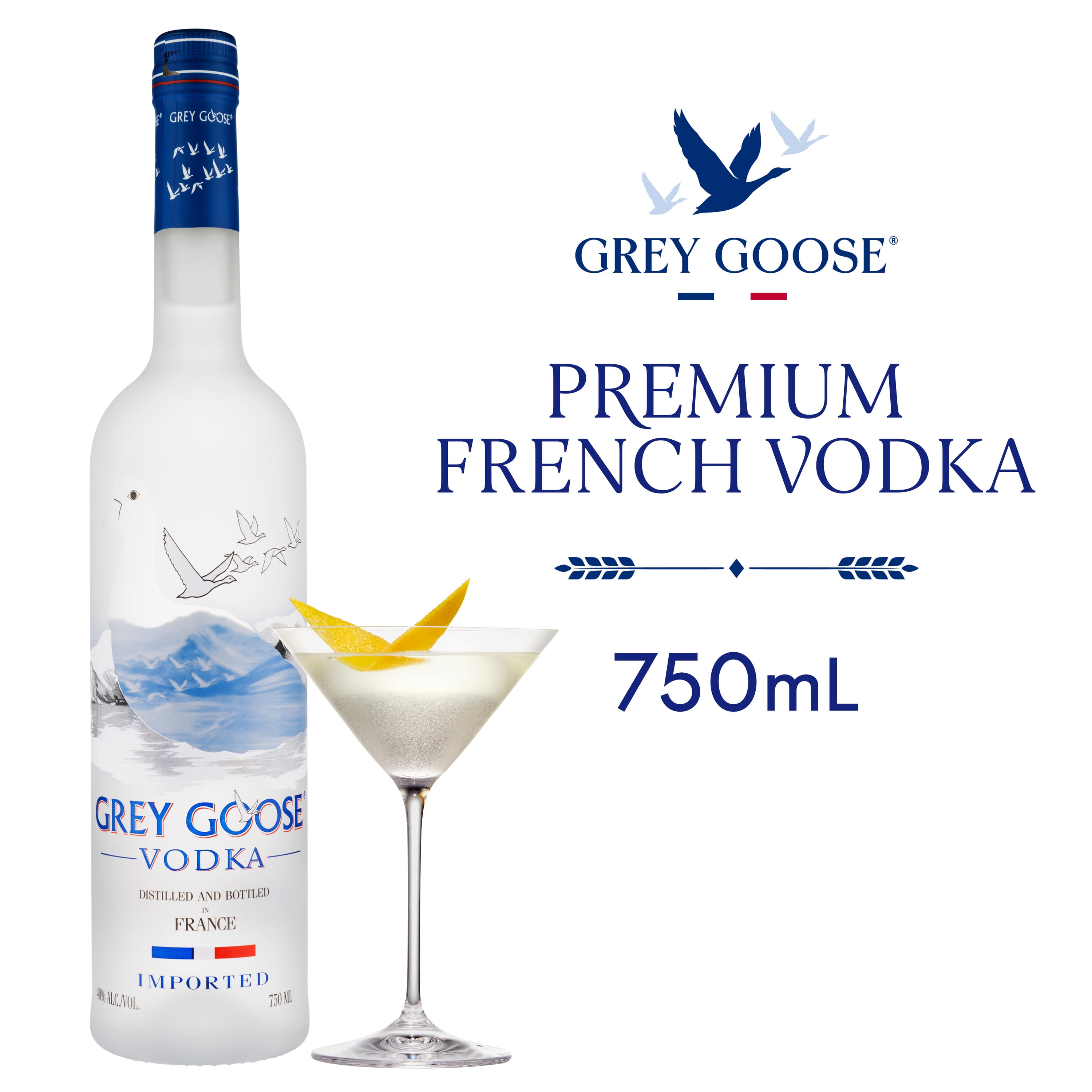 Premium 750 ml grå gås Vodka - 40% ABV