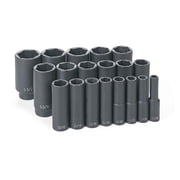 GREY PNEUMATIC 1319D 1/2" Drive Deep Length Impact Set, SAE, 19 pcs