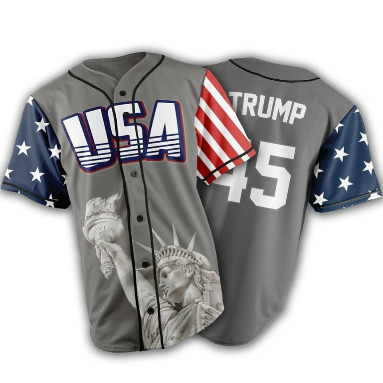 RED TRUMP #45 BASEBALL JERSEY【3XL】 Greater Half Donald Trump #45 America Flag Shirt Baseball