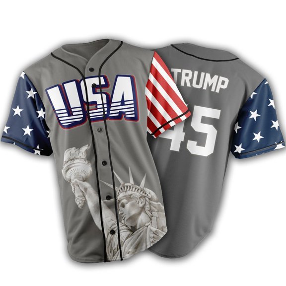 GREY TRUMP #45 BASEBALL JERSEY